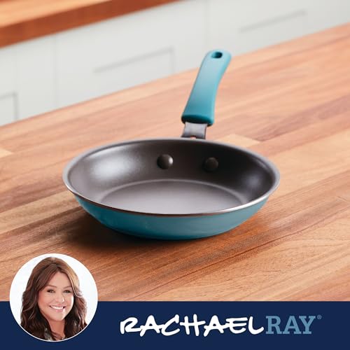 Rachael Ray Cook + Create Nonstick Frying Pan/Skillet, 8.5 Inch, Agave Blue