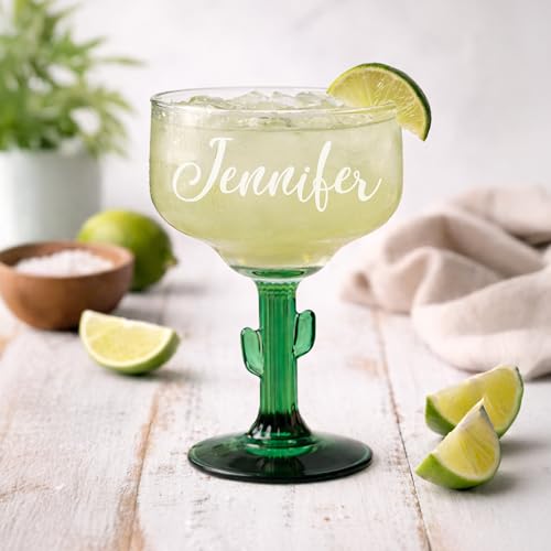 Personalized Engraved Cactus Margarita Glass 16 oz