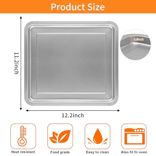 GWYSY Air Fryer Replacement Tray for Emeril Lagasse Everyday 360 26 QT Extra Large Air Fryer, 12.5''×11.5'' Steel Air Fryer Accessories Grill Pan Plate Replacement Parts Rack