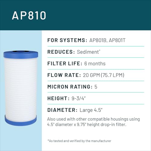 3M Aqua-Pure Whole House Replacement Water Filter AP810, For Aqua-Pure AP801, AP801-C, AP801T and AP801B Water Filtration Systems,White