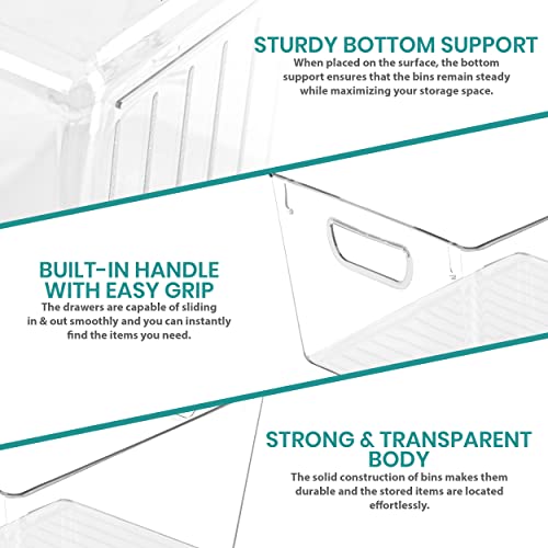 Utopia Kitchen Clear Pantry Organizers and Storage Bins 6 Pack, Large Clear Storage Bins for Pantry, Durable Freezer Organizer Bins With Handles for Organizing Fridge, Kitchen Organization