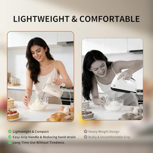 Westcookaid Hand Mixer Electric 5-Speed Upgraded Motor Turbo White