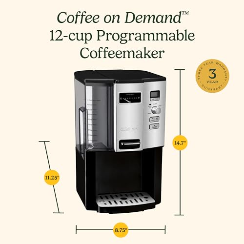Cuisinart Coffee Maker, 12 Cup Programmable Drip Coffeemaker with Auto Shut-Off, Self cleaning, Home & Office Coffee Machine, DCC-3000NAS, Black