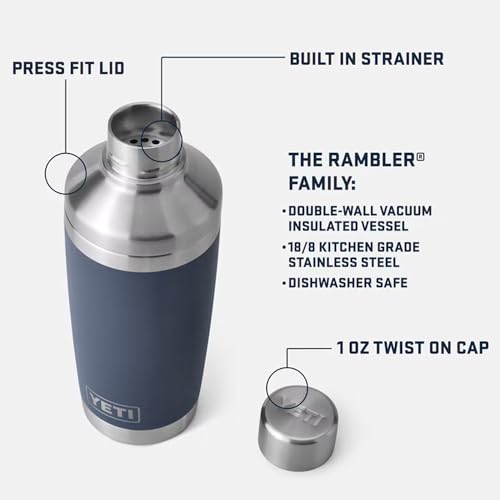 YETI Rambler 20 oz Cocktail Shaker, Stainless Steel, Vacuum Insulated, Tropical Pink