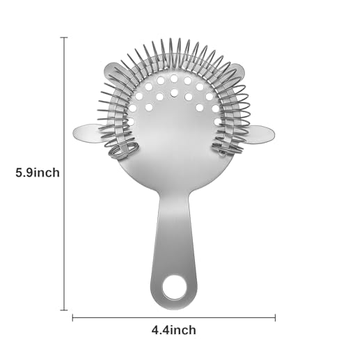 Kirecoo 2PCS Stainless Steel Cocktail Strainer, Bar Drink Strainer with High-Density Spring, Bar Tools Cocktail Shaker Accessories for Smooth Drink Pouring, Fits Boston Shakers and Mixing Glasses