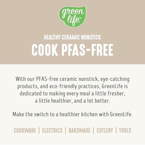 GreenLife 8QT Slow Cooker, Non-Toxic PFAS-Free Ceramic Nonstick Removable Interior Bowl, Programmable, Family Friendly, Keep Warm, Stovetop & Oven Safe, Dishwasher Safe Crock, Timer, Glass Lid, Cream