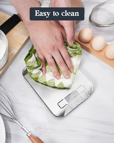 Tcsxady Food Scale, 11lb Digital Kitchen Scale with 6 Units LCD Display and Tare Function,Compact Design for Baking,Healthy Cooking,Meal Prep, 304 Stainless Steel