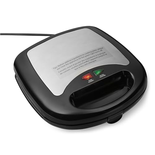 Amazon Basics 3-in-1 Sandwich Maker, Panini Press and Waffle Maker with Removable Ceramic-Coated Plates, 760W, Space-Saving Storage