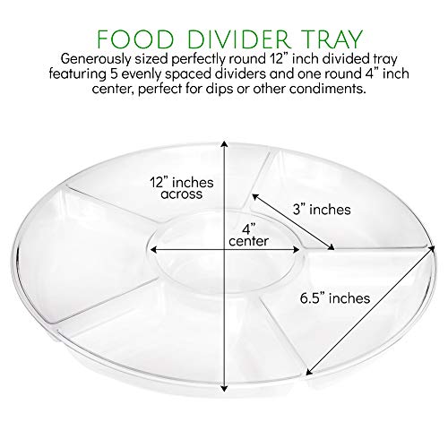 Plasticpro 6 Sectional Round Plastic Serving Tray/Platters Clear Pack of 2