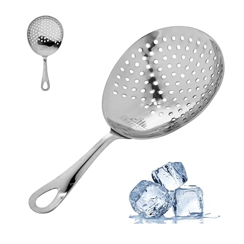 A Bar Above Stainless Steel Julep Strainer, 304 Metal Cocktail Sieve for Spirit-Forward Drinks, Rounded Handle Bartender Tool for Mixing Glasses and Shakers, Professional-Grade Drink Strainer