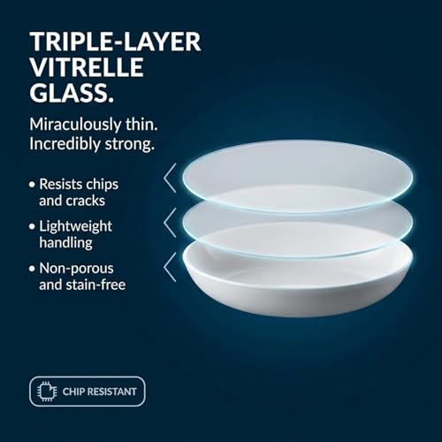 Corelle 4-Pc Versa Bowls for Pasta Salad and More, Service for 4, Durable and Eco-Friendly 30-Oz, Compact Stack Bowl Set, Microwave and Dishwasher Safe, White