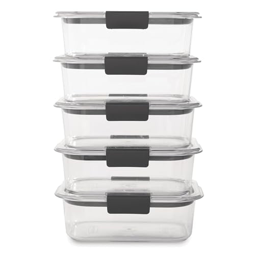 Rubbermaid Brilliance Tritan Plastic Food Storage Containers BPA Free Airtight Lids Ideal for Lunch Meal Prep & Leftovers Set of 5 (3.2 Cup)