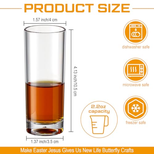 FillTouch 100 Pcs Shot Glasses Set 2.2 oz Mini Shot Cup Bulk, Clear Plastic Unbreakable Base Plastic Glass for Custom, Birthday Wedding Guest Gift (Tall)