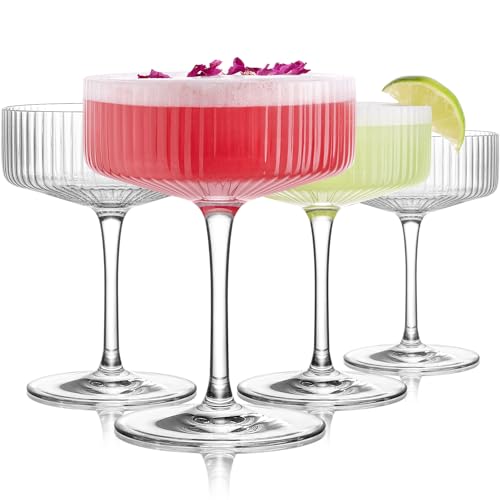 LUNA & MANTHA Martini Glasses, Martini Cocktail Glasses for Margarita, Manhattan, Cosmopolitan, Espresso, Home Bar, Evening Parties, Birthdays, Housewarming Gift,Set of 4-10oz