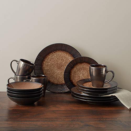 Mikasa Gourmet Basics Verona 16-Piece Stoneware Dinnerware Set, Service for 4, Includes Dinner Plates, Salad Plates, Soup Bowls and Mugs, Dishwasher and Microwave Safe