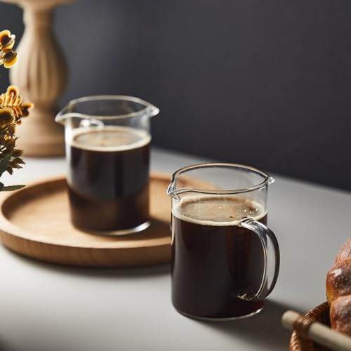 Leinuosen 2 Pcs Glass Pitcher Elegant Shaped Glass Tea Pitcher Coffee Milk Creamer Pitchers Creative Milk Frothing Pitchers Frother Cup Creamer Jug (250 ml,Simple Style)