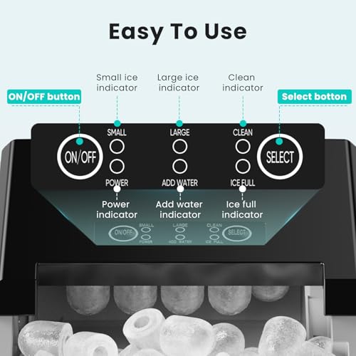 OLIXIS Ice Maker Machine with Handle,26lbs in 24 Hours,9 Cubes in 6 Mins,Auto-Cleaning Portable Ice Maker with Basket and Scoop, Countertop for Home, Kitchen, Camping, RV, Sleek Black
