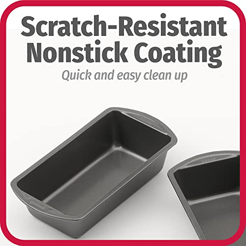 GoodCook Nonstick Loaf Pan 8 x 4-Inch Heavy-Duty Steel Bakeware with Easy-Clean Non-Stick Coating, Oven & Dishwasher Safe Pan for Meatloaf Breads Lasagnas Casseroles & More, Set of 2, Gray
