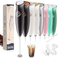 HeyLotie Milk Frother Handheld Frother Wand Drink Mixer Handheld Coffee Stirrers Electric Frother for Coffee Mixer Wand with 2 Whisk frother for protein powder coffee frother handheld -Black