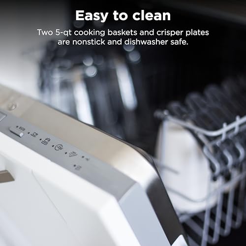 Ninja DZ550 Foodi 10 Quart 6-in-1 DualZone Smart XL Air Fryer with 2 Independent Baskets, Smart Cook Thermometer for Perfect Doneness, Match Cook and Smart Finish to Roast, Dehydrate and More, Black