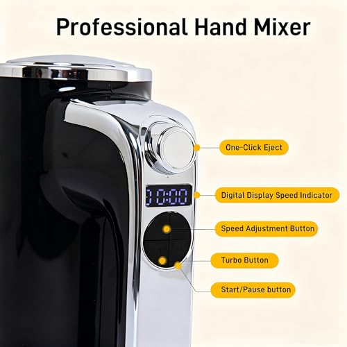 Electric Hand Mixer, Handheld Mixer with LCD Display and Storage Base