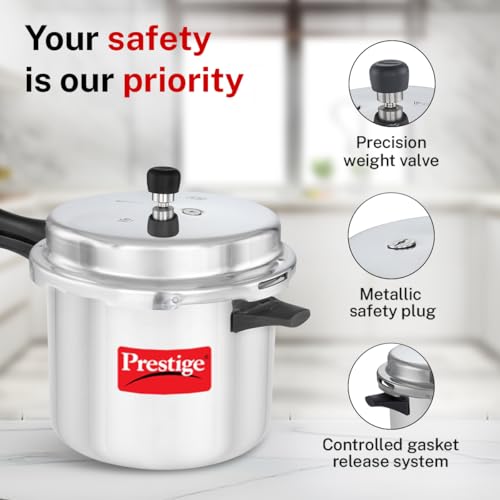 Prestige Popular Aluminium Pressure Cooker, 10 Liters