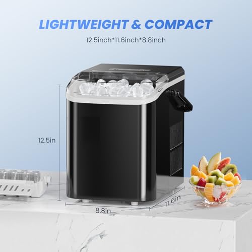 NEWBULIG Ice Makers Countertop with Handle, Portable Ice Machine, 9 Bullet Ice Cubes in 6 Mins, 26lbs in 24Hrs, Auto-Cleaning, with Basket and Scoop, for Home, Kitchen, RV, Camping,Black
