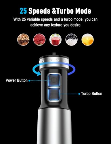 1000W Powerful Immersion Blender handheld, 2026 New Update Hand Blender with 25-Speed, Scratch-Resistant Corded Hand Mixer with Heavy-Duty Copper Brushless Motor and Gift Box