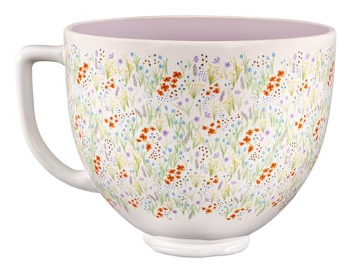 KitchenAid 5 Quart Ceramic Bowl, compatible 4.5 or 5Q Tilt-Head Stand Mixer, KSM2CB5WF, Wildflower