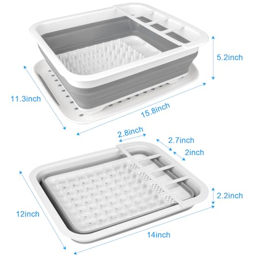Collapsible Dish Drying Rack Portable Dish Drainers for Kitchen Counter with Drainboard, Kitchen Sink Organizer Basket RV Accessories Camper Storage and Organization Dish Rack Over Sink Drying Rack