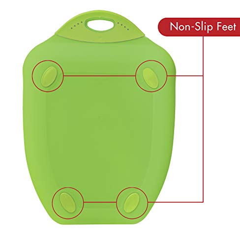 Dexas Chop & Scoop Cutting Board, 9.5 x 13 Inch, Solid Green, BPA-Free Dishwasher Safe Kitchen Prep Board with Handle