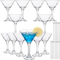 Maxdot Martini Glasses Set of 12, 9 oz Crystal Cocktail Glasses with 12 Metal Picks, Elegant Hand Blown Stemware for Espresso Martini, Gimlet, Cosmopolitan, Party, Home Bar, Glassware Gift Set