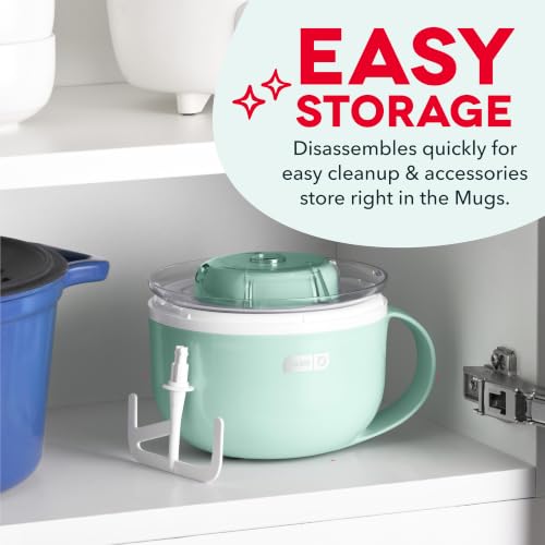 Dash My Mug Ice Cream Maker - Makes Single Serving of Gelato, Frozen Yogurt, Sorbet & More - Easy to Clean & Use - Aqua, 2 Bowls