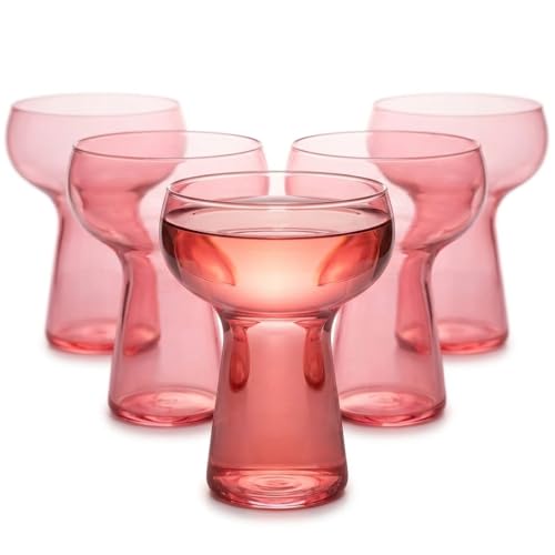 Oojami Lunara Clear Plastic Margarita Glasses, 11 oz, Set of 40, Disposable Party Cups for Cocktails (Pink Clear)