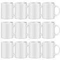 TANGLONG Sublimation Mugs Blank, Tazas Para Sublimacion, White Ceramic Sublimation Cups, Bulk Mugs for Coffee, Tea, Latte, Soup, Milk, Hot Cocoa 11 oz Set of 12