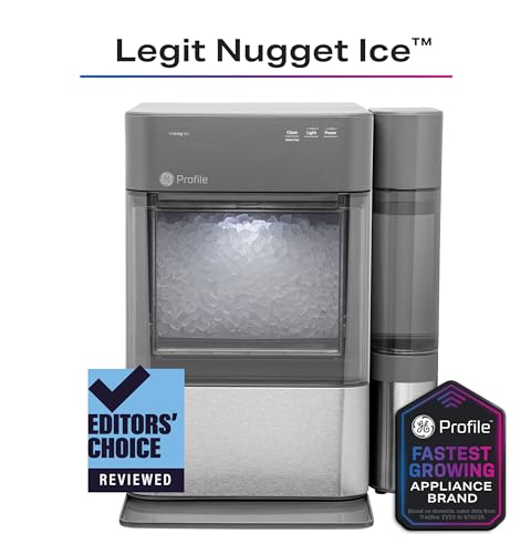 GE Profile Opal 2.0 with 0.75 Gallon Tank, Chewable Crunchable Countertop Nugget Ice Maker, Scoop included, 38 lbs in 24 hours, Pellet Ice Machine with WiFi & Smart Connected, Stainless Steel
