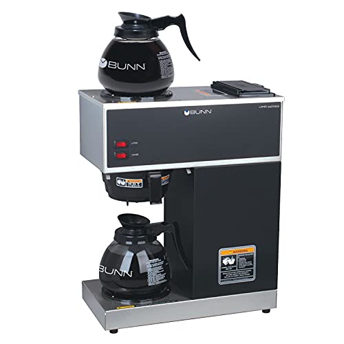 BUNN 33200.0015 VPR-2GD 12-Cup Pourover Commercial Coffee Brewer with Upper and Lower Warmers and Two Glass Decanters