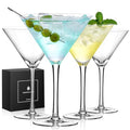 Qipecedm Martini Glasses Set of 4, 9 oz Crystal Cocktail Glasses, Hand Blown Crystal Martini Glasses for Espresso Martini, Cosmopolitan, Gimlet, Home Bar, Party, Martini Glassware Gift Set (Stem)