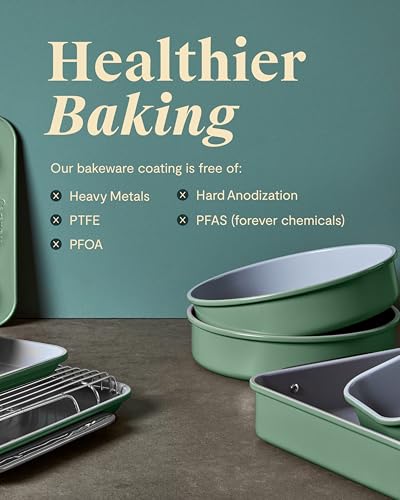 Caraway Non-Stick Ceramic Medium Baking Sheet Duo - Naturally Slick Ceramic Coating - Non-Toxic, PTFE & PFOA Free - Perfect for Baking, Roasting, and More - Medium (15" x 10") - Cream