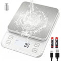 22lb Rechargeable Stainless Steel Scale, Diyife Large Kitchen Food Scale with 0.1g/0.001oz High Precision, LCD Display, 10 Unit, Waterproof IPX67, Washable, Hangable, for Baking, Cooking, White