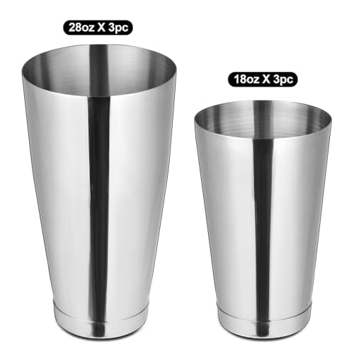 Etens Bulk Commercial Cocktail Shakers 6pc Set, Professional Boston Shakers, Weighted Cocktail Shaker Tins for Bartending - Stainless Steel Bar Shaker Set for Restaurants & Bars - Silver
