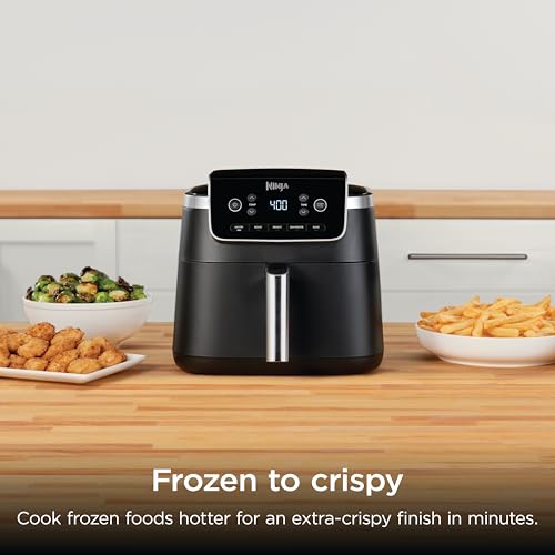 Ninja Air Fryer | 5 QT Capacity fit up to 4lbs of Fries | 5-in-1 Air Fry, Bake, Roast, Reheat, & Dehydrate | 400°F | Air Crisp Technology | 1750 Watts | Nonstick Basket & Crisper Plate | Grey | AF142