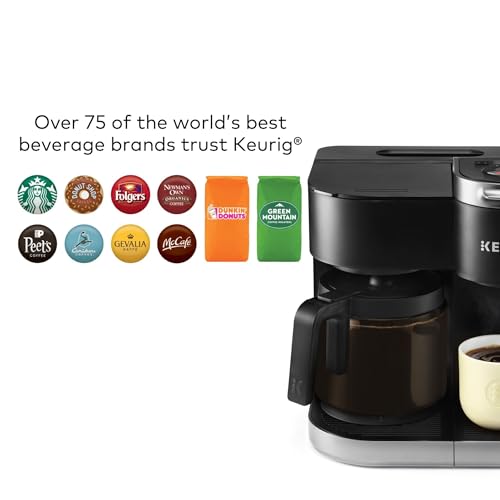 Keurig K-Duo Single Serve K-Cup Pod & Carafe Coffee Maker, with Multiple Brew Sizes, 60oz Removable Reservoir, Programmable Auto Brew Carafe, Black