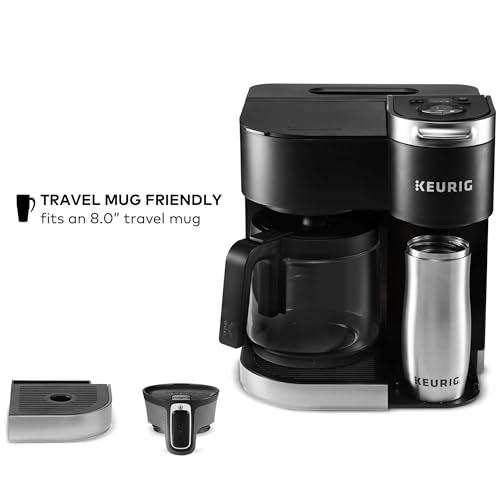 Keurig K-Duo Single Serve K-Cup Pod & Carafe Coffee Maker, with Multiple Brew Sizes, 60oz Removable Reservoir, Programmable Auto Brew Carafe, Black
