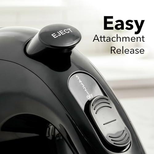 OVENTE 5-Speed Corded Electric Hand Mixer with Stainless Steel Whisks, Compact Portable Design with Snap-On Storage Case,150W Lightweight Handheld Mixer for Baking & Cooking, Black HM151B
