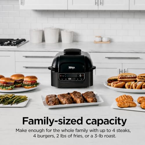 Ninja® Foodi™ Smart 5-in-1 Indoor Grill | With 4-Quart Air Fryer, Roast, Bake, Dehydrate, and Smart Cook System | Black | LG451BK