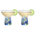 Large Stemless Margarita Glasses Set of 2-14oz Luxury Hand Blown Confetti Margaritas, Martini, Cocktails, Water, Wine, Dessert & Champagne Glasses Cinco de Mayo