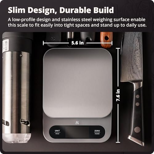 Greater Goods Digital Food Scale for Kitchen & Baking, 10kg/22lb High-Capacity Weight Scale with 1g Precision, Stainless Steel Platform, Hi-Def LCD, Ideal for Bread, Sourdough & Bulk Cooking