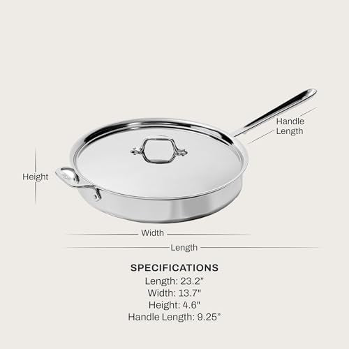 All-Clad D3® Stainless Steel 6 Quart Saute Pan Covered- Made in the USA- The Original Bonded Professional Cookware- Oven Safe & Induction Compatible
