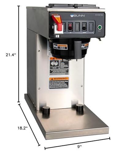 BUNN 12950.0360 12 Cup CWTF15-TC Automatic Commercial Thermal Coffee Brewer, Black/Stainless (120V)